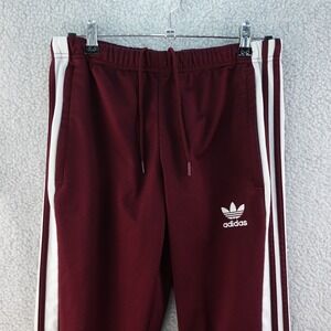 Adidas Women's S Tearaway Track Pants Snap Maroon White Stripe Joggers